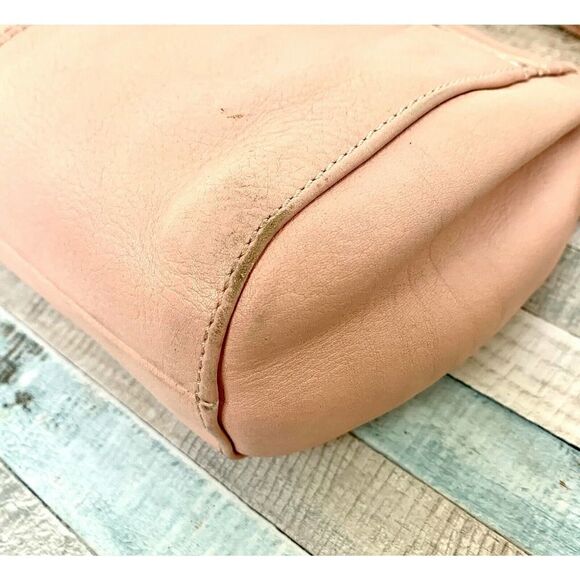 DANIER PALE PINK GENUINE LEATHER TURN LOCK X-BODY SHOULDER BAG HANDBAG MESSENGER - Picture 9 of 11